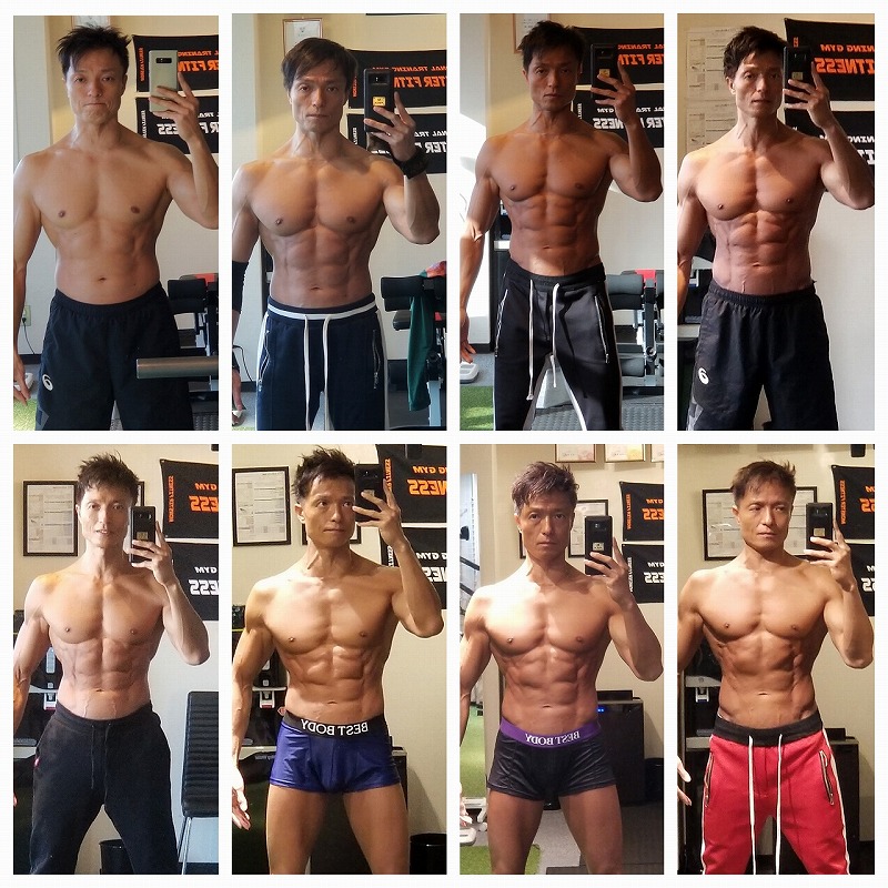 1年間の体型変化写真 昨年1月 12月の8変化 パーソナルトレーニング ダイエットジム 金沢市 Monster Fitness